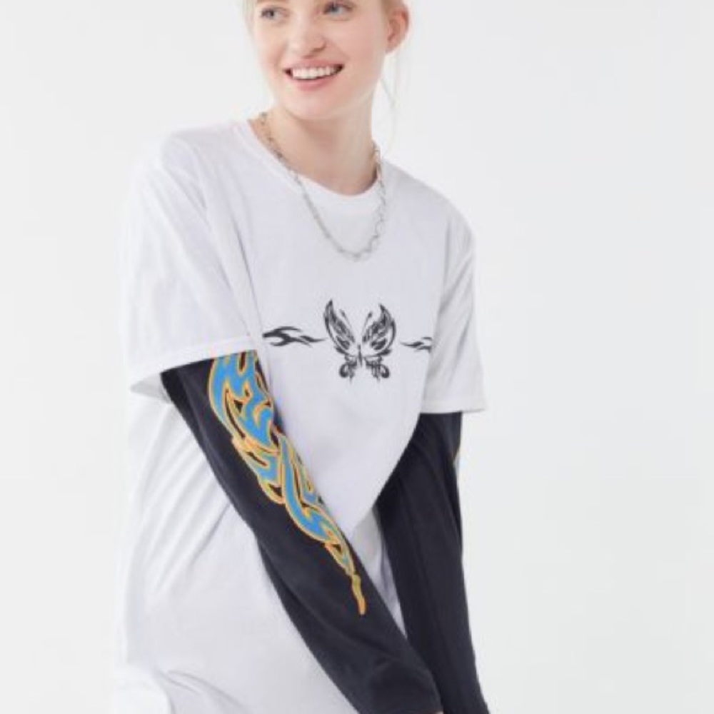 BDG Butterfly Layered Long Sleeve Top
